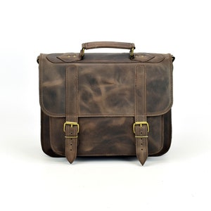 Small Business Bag - Messenger Bag for Women or Men, Full Grain Leather Bag Handmade Leather Briefcase for 13 inch Laptop - Gift for Her.