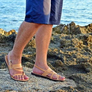 ROMAN Leather Sandals Men's Handmade in Greece From Calf - Etsy