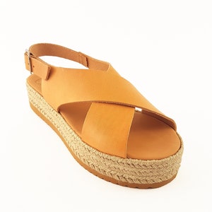 Summer Platform Shoes, Slingback Sandals Handmade in Greece of Calf Leather.