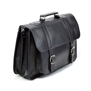 Sac messager en cuir noir pour homme Porte-documents en cuir pleine fleur Sac pour ordinateur portable 15 pouces