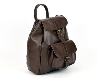 Women's Backpack From Full Grain Leather Medium Size | Etsy