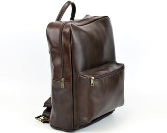 Brown Leather Laptop Backpack 15 Inch: Handmade Full Grain Rucksack