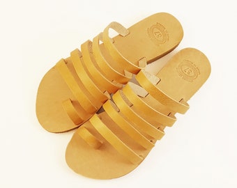 Leather Sandals Women Flat Sandals Handmade in Greece