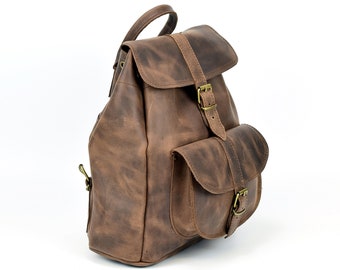 Waxed Leather Backpack: Handmade Unisex Rucksack, Classic Design