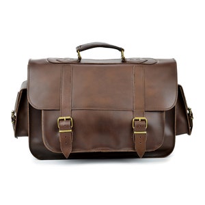 Leren Messenger Bag voor 15 inch laptop, handgemaakte aktetas, leren tas, herenschoudertas, collegetas, laptoptas.