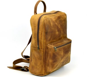 Waxed Leather Backpack, Handmade Leather Laptop Backpack Leather Rucksack for 15 inch Laptop, Macbook Backpack, School Bag, Travel Backpack.