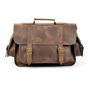 Handmade Business Bag for Men or Women, Handmade Leather Briefcase, Leather Laptop Bag Handmade of Full-Grain Leather.