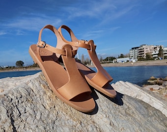 Handmade Greek Leather Slingback Sandals: Summer Shoes