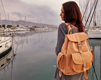 Extra Large Leather Backpack / Full Grain Leather Travel Backpack / College Backpack for Men and Women.