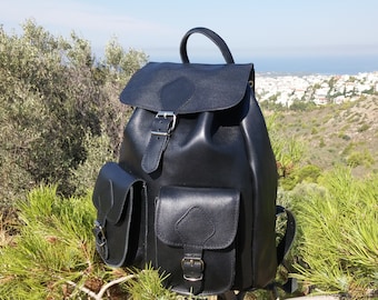 XL Black Leather Backpack: Full Grain, Extra Large
