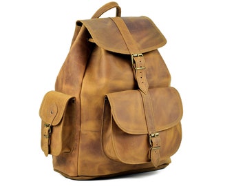 Full-Grain Leather Backpack for Men and Women / Laptop Backpack / Leather Rucksack Handmade in Greece / EXTRA LARGE Size