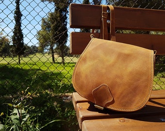 Waxed Leather Saddle Bag: Full Grain Shoulder Bag