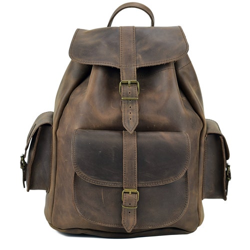Distressed Leather Backpack Extra Large Size Backpack From - Etsy