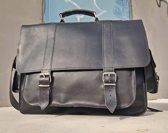 X-Large Leather Briefcase for Men, Handmade Leather Messenger Bag for Full Grain Leather, 17 inch Laptop Bag Briefcase.