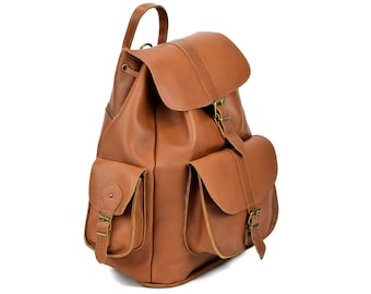 Extra Large Full-Grain Leather Backpack: Handmade Rucksack Laptop Bag