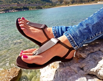 Brown Sandals for Women Handmade of Full Grain Leather, Dark Brown Thong Sandals, Greek Sandals, The perfect summer shoe!