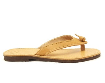 Genuine Leather Sandals Classic Flip Flop Sandals Leather Havaianas type Beach Sandals Handmade in Greece