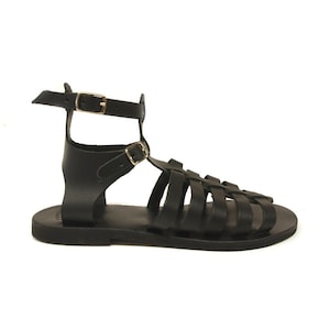 Ancient Greek Gladiator Leather Sandals Women, Flat Leather Shoes ...