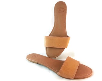 one strap leather sandals