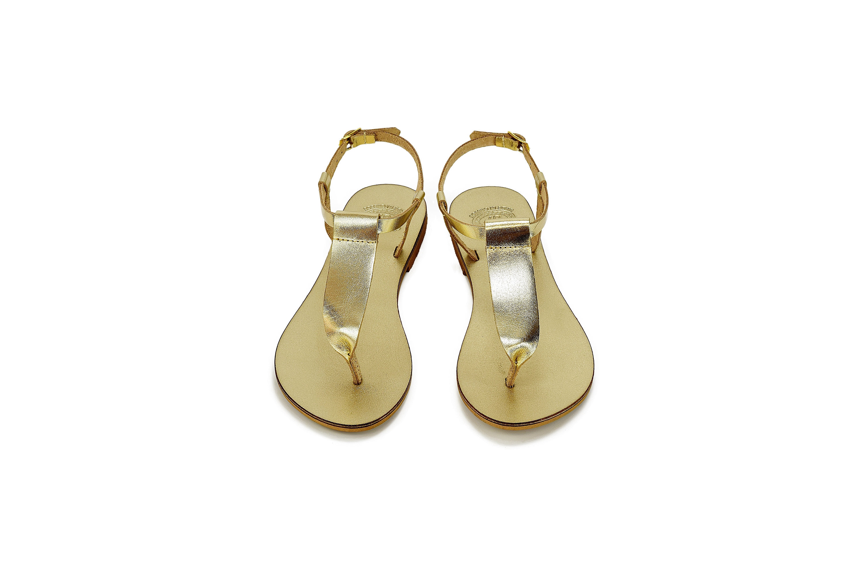 THONG SANDAL IN GINGER ORANGE CALFSKIN WITH GOLD LOGO