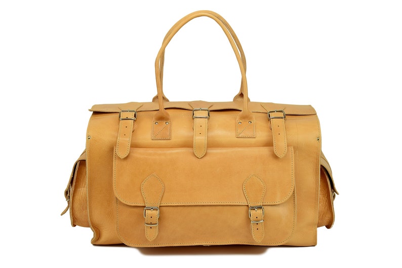 Leather Travel Bag Overnight Bag, Leather Carryall Bag, Weekender Bag, Travel Bag from Full Grain Leather. Natural