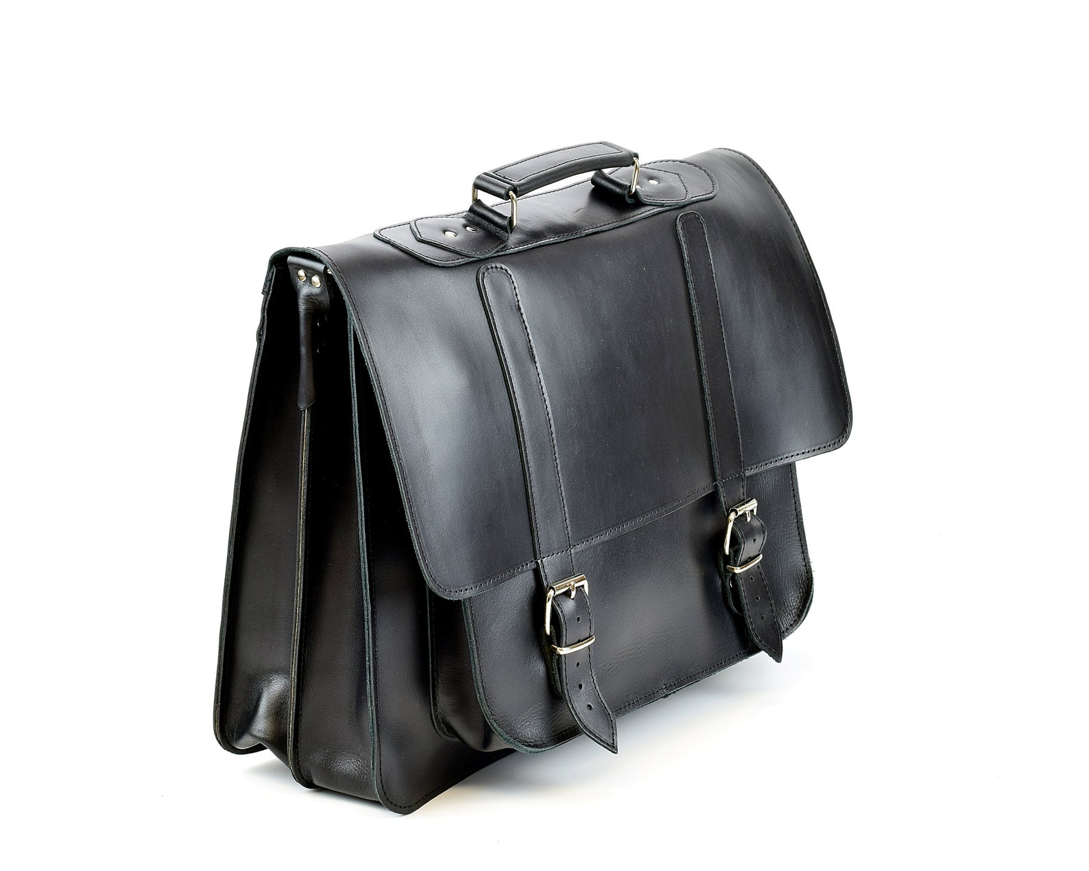 Full Grain Leather Briefcase 17 Inch Laptop Messenger Bag Etsy