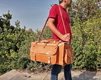 Bolsa de viaje de cuero de grano completo: 35 l para fin de semana