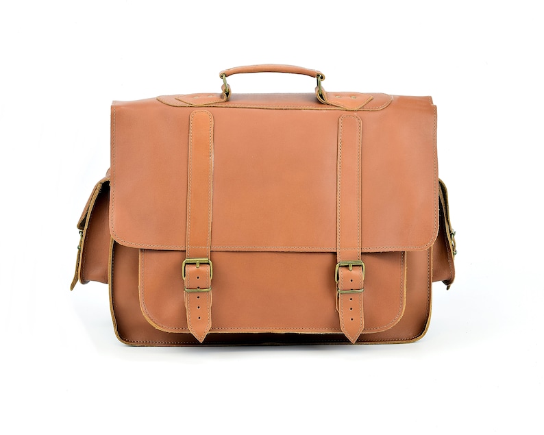 Large Leather Messenger Bag 17 Inch Laptop Briefcase Mens Etsy