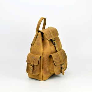 Women Leather Backpack Handmade of Full Grain Leather, Waxed Leather Rucksack Medium Size, Available in 6 COLORS image 3