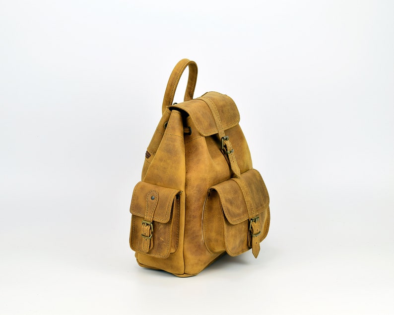 Women Leather Backpack Handmade of Full Grain Leather, Waxed Leather Rucksack Medium Size, Available in 6 COLORS image 3