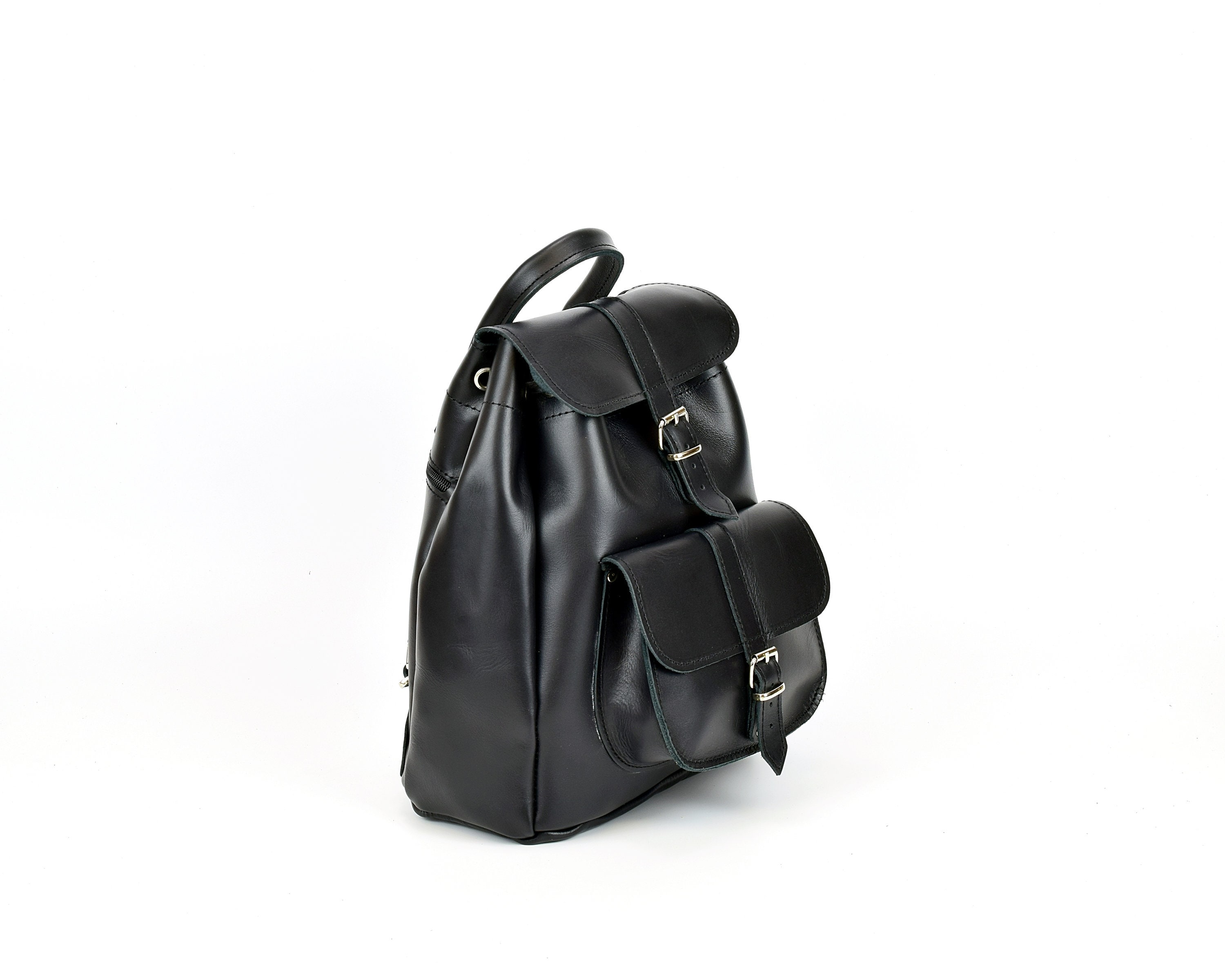 Minimalist Leather Backpack for Women Handmade of FULL GRAIN