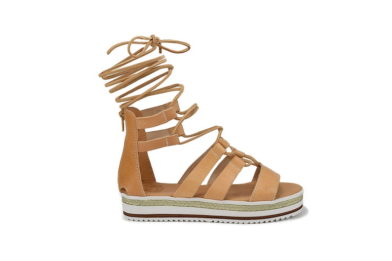 platform gladiator sandals knee high