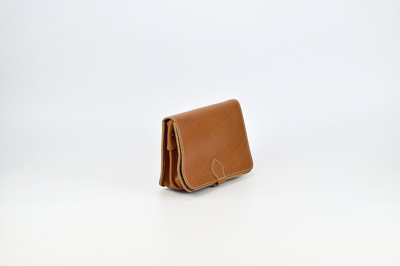 Woman Leather Shoulder Bag, Small Tote Bag Leather Clutch. 100% Full Grain Leather Handmade in Greece. image 8