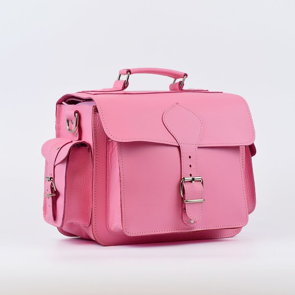 Pink Leather Camera Bag, Pink Shoulder Bag Women, Photography Bag Women, Universal DSLR Camera Case, Full Grain Leather, Daughter Gift.