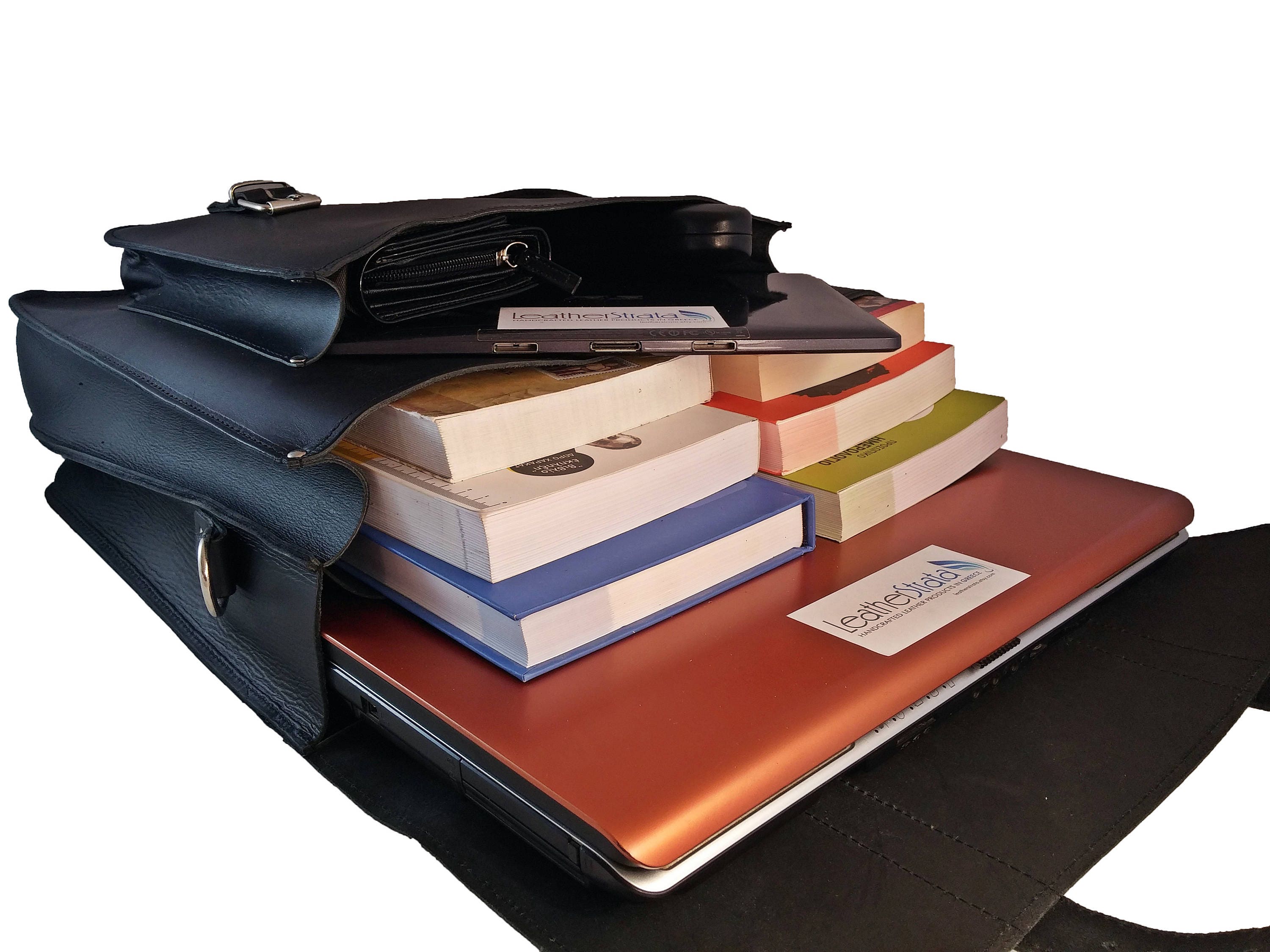 Full Grain Leather Briefcase 17 Inch Laptop Messenger Bag Etsy