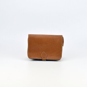 Woman Leather Shoulder Bag, Small Tote Bag Leather Clutch. 100% Full Grain Leather Handmade in Greece. Tobacco