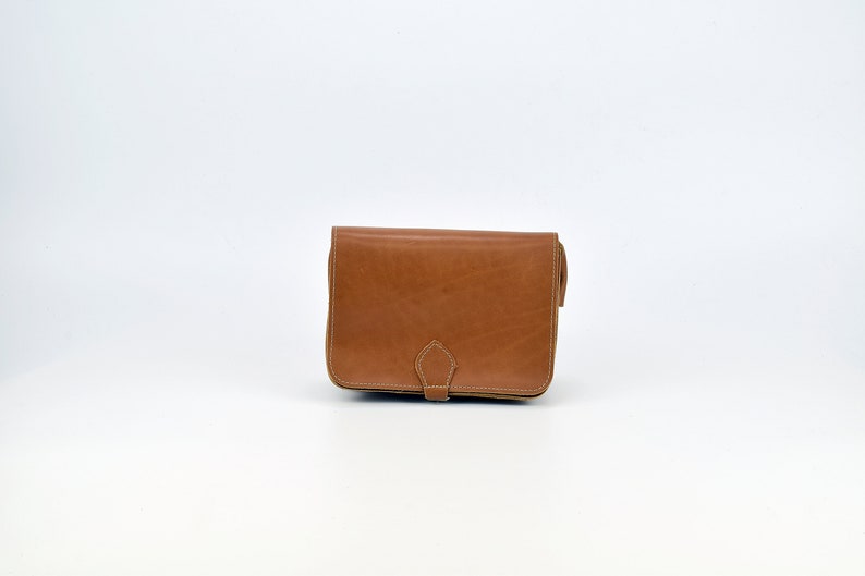 Woman Leather Shoulder Bag, Small Tote Bag Leather Clutch. 100% Full Grain Leather Handmade in Greece. Tobacco