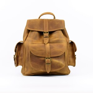 Waxed Leather Backpack Knapsack from Full Grain Leather, Handmade in Greece. LARGE size. image 4