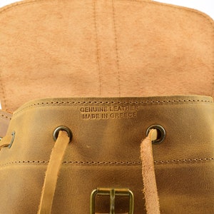 Waxed Leather Backpack Knapsack from Full Grain Leather, Handmade in Greece. LARGE size. image 10