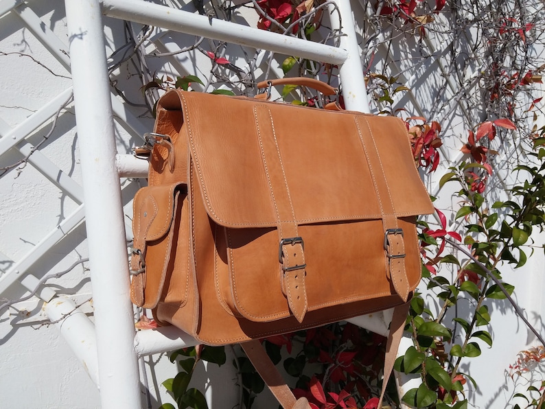 Full Grain Leather Messenger Bag for Men 17 inch Laptop Bag | Etsy