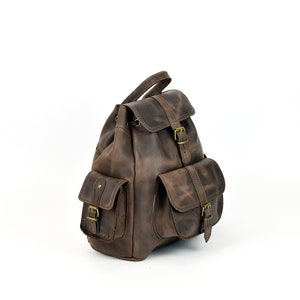 Women Leather Backpack Handmade of Full Grain Leather, Waxed Leather Rucksack Medium Size, Available in 6 COLORS image 6