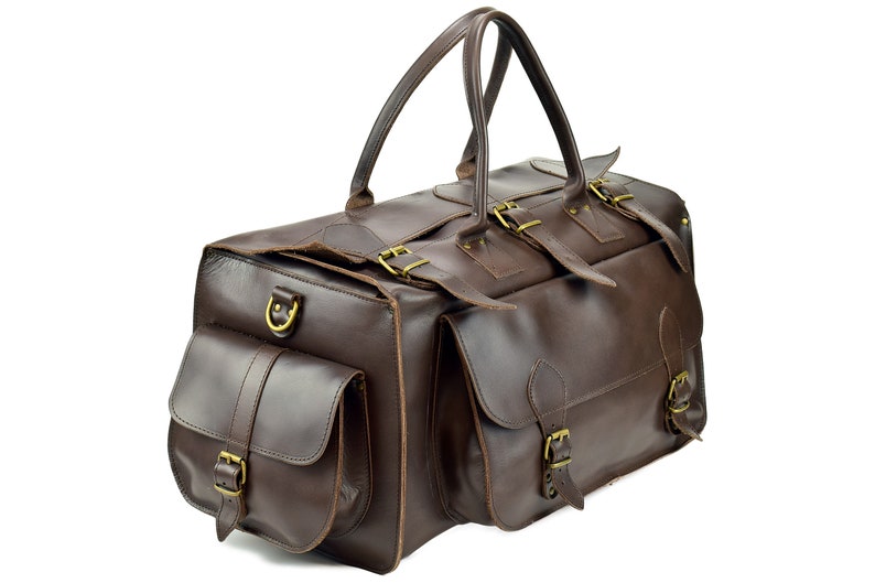 Leather Travel Bag Overnight Bag, Leather Carryall Bag, Weekender Bag, Travel Bag from Full Grain Leather. image 3