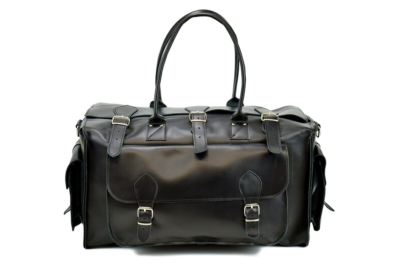 Leather Travel Bag Overnight Bag, Leather Carryall Bag, Weekender Bag, Travel Bag from Full Grain Leather. Black