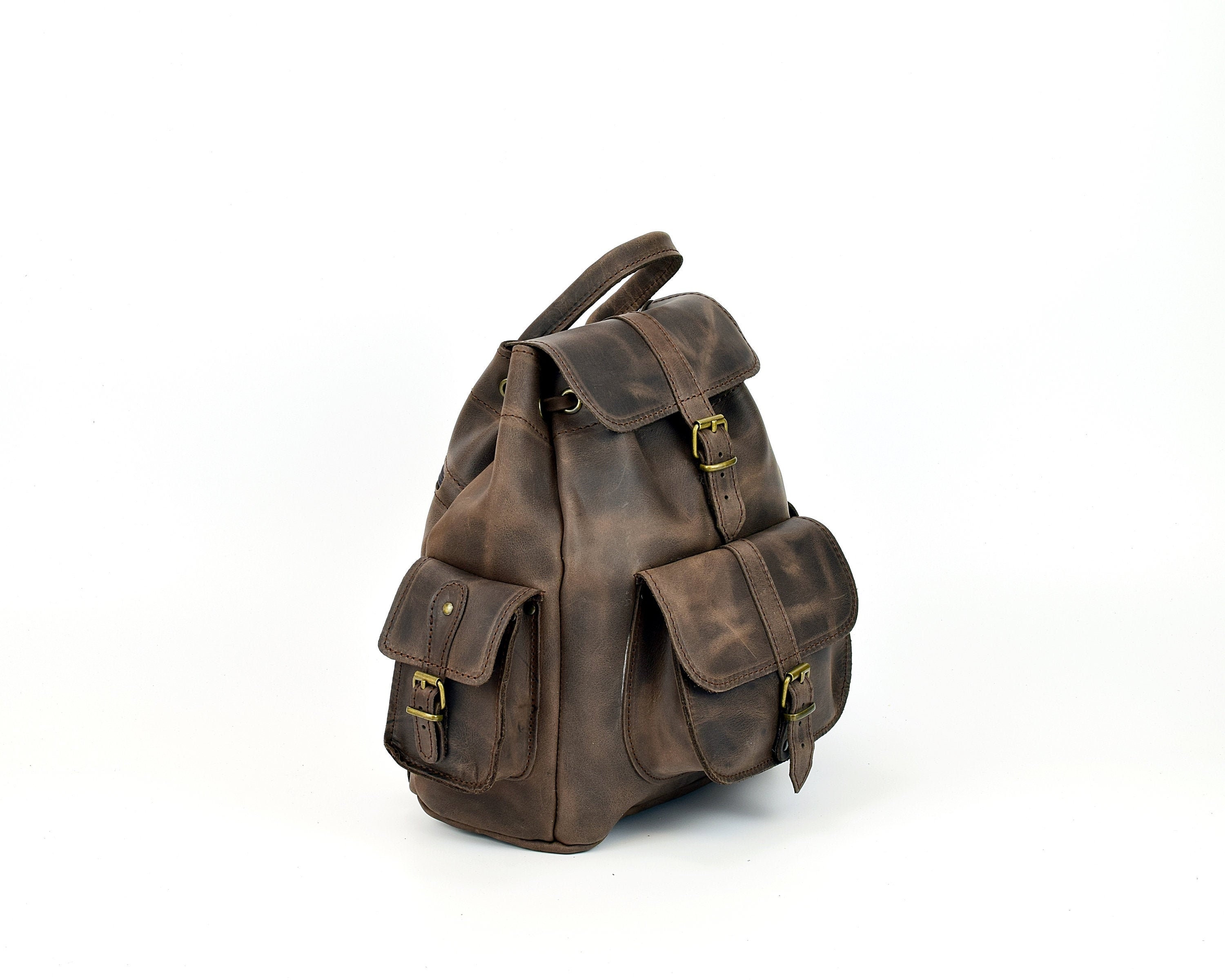 [MCLANEE] 都市感性 546 Tika Backpack (BROWN) Waxed Brown Leather Backpack Handmade of Full Grain Leather