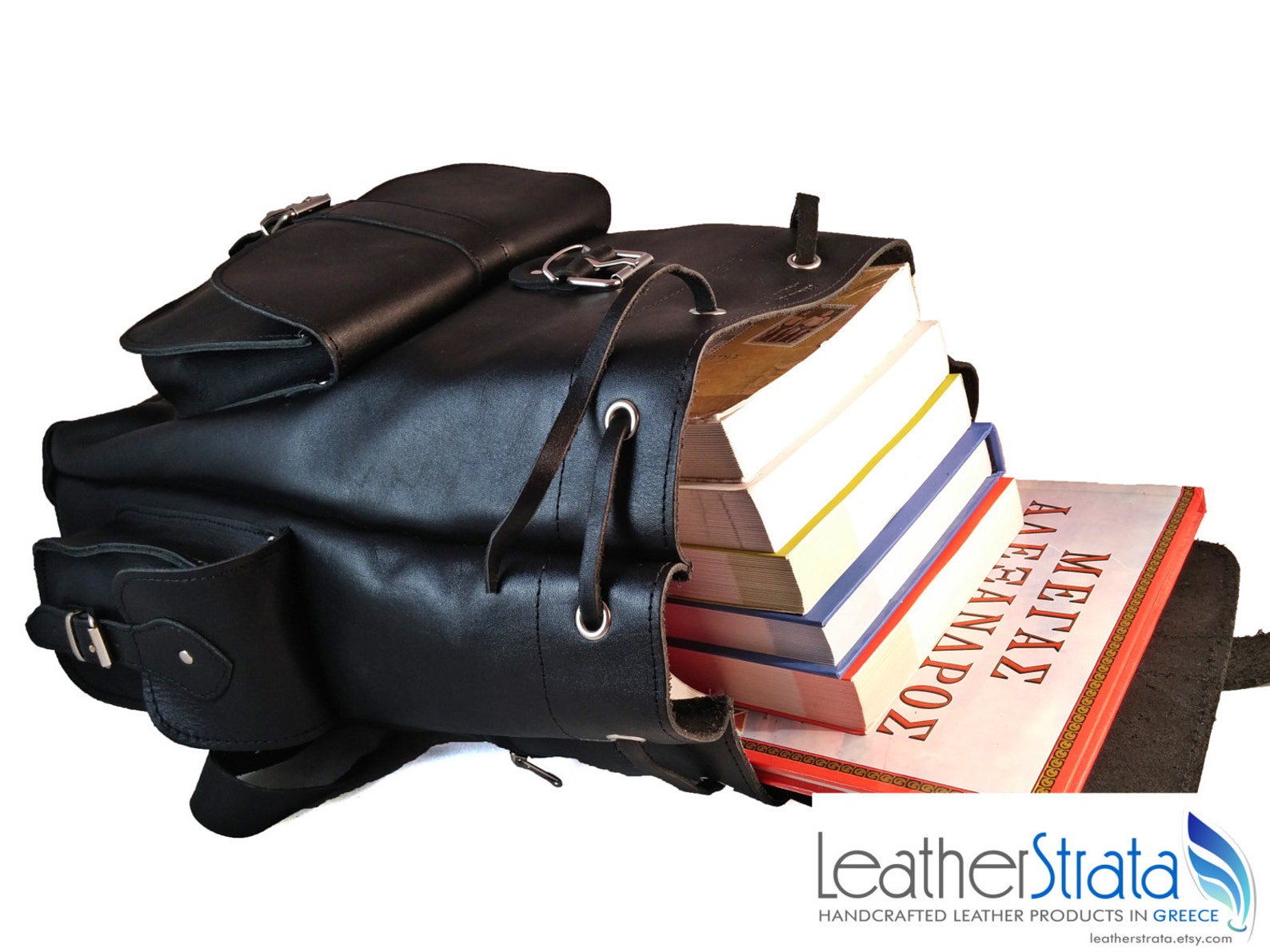 large leather backpack