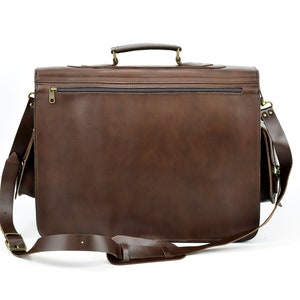 Full Grain Leather Messenger Bag for Men, 17 inch Laptop Bag, Professional Leather Briefcase 4 Available Colors. image 9