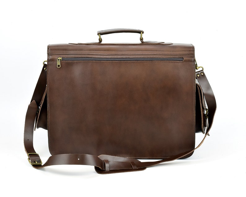 Full Grain Leather Messenger Bag for Men, 17 inch Laptop Bag, Professional Leather Briefcase 4 Available Colors. image 9