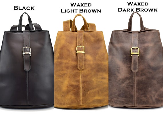 Leather Backpack and Bucket Bag for Women Dual Carry Bag Handmade