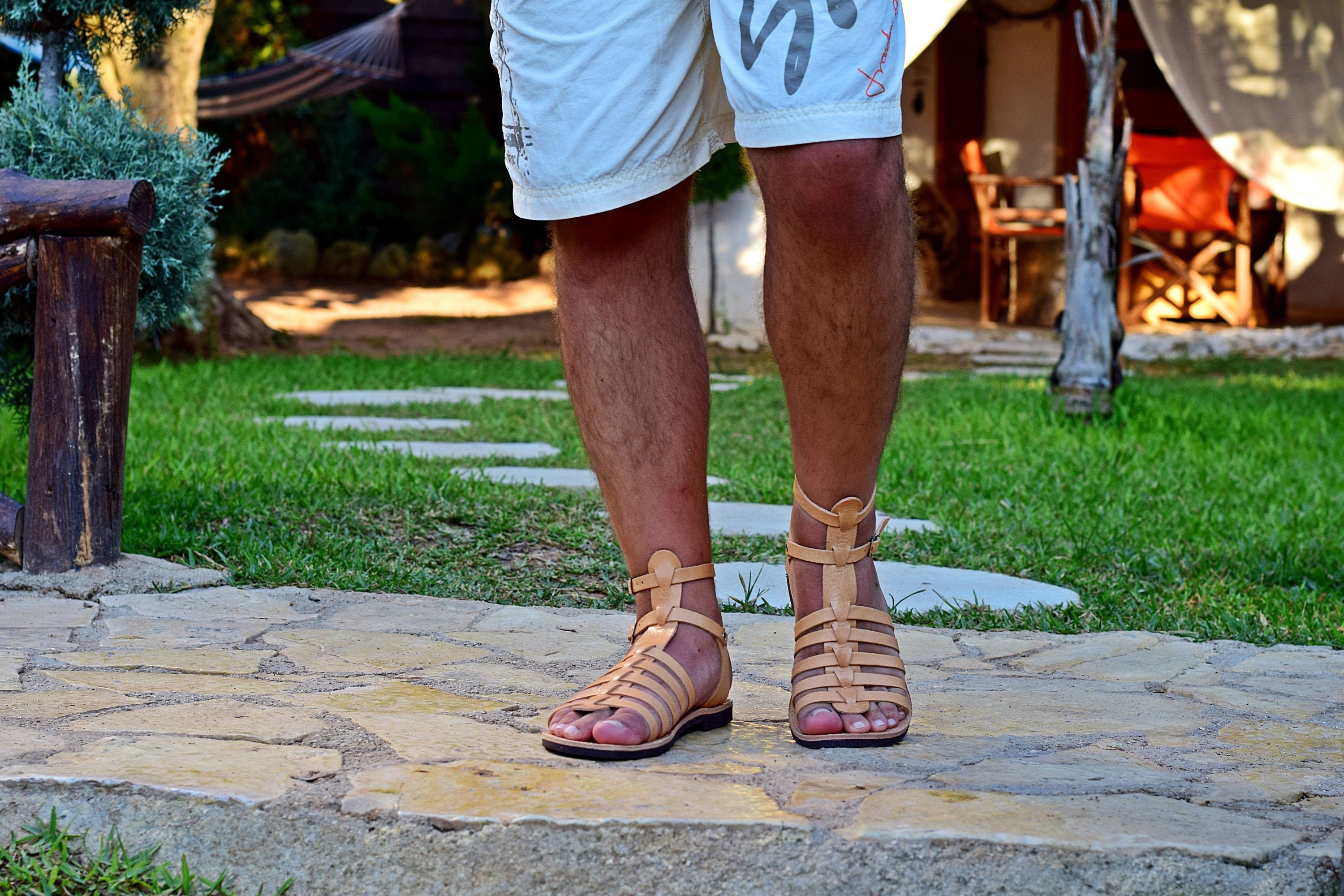 Roman Leather Sandal Men's Handmade Greek Gladiator Sandals From Calf Leather, Sandals Flat Summer Shoes, Gift for Him. Etsy