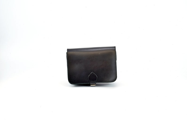 Woman Leather Shoulder Bag, Small Tote Bag Leather Clutch. 100% Full Grain Leather Handmade in Greece. Black